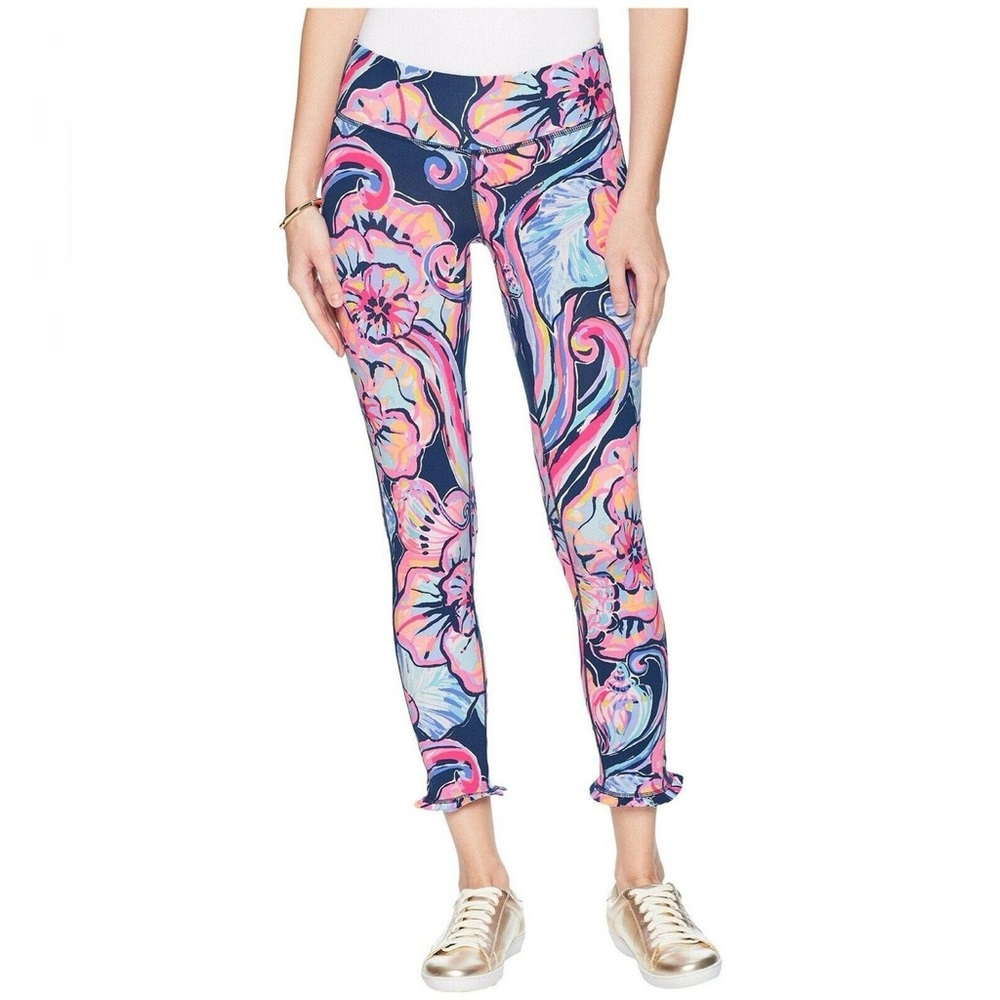 Lilly Pulitzer Luxletic Marla Weekender Midi Leggings Ruffle Cuff Boho Bateau XS